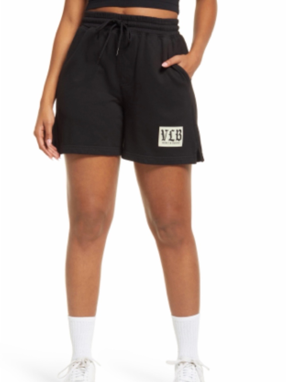 NWT VLB Women's Black Fleece Athletic Drawstring Shorts